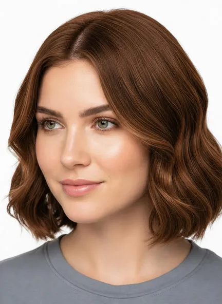 The same model with bronze hair