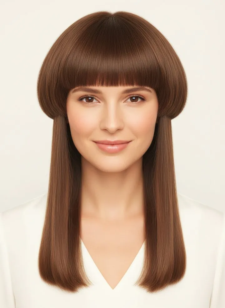 Jellyfish cut with a rounded top layer over long straight lengths
